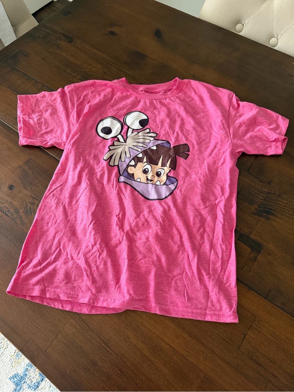 Disney Pink Kids' Short Sleeve Tee with Cartoon Monster Graphic